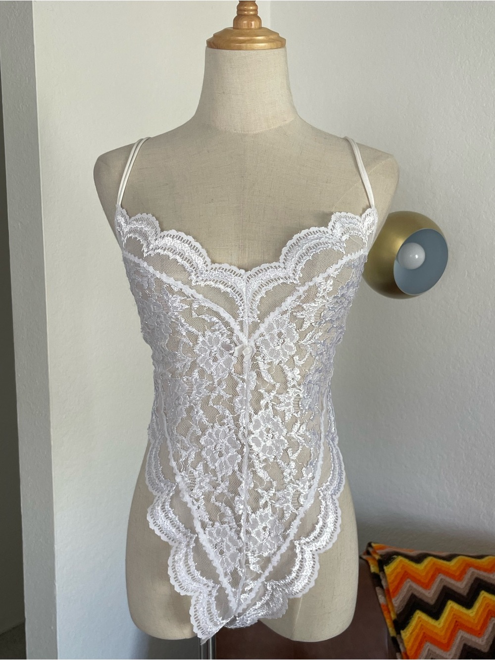 Vintage Alana Gale Coquette Romantic Lace Satin Bodysuit